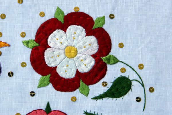 Embroidered flower.