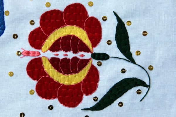 Embroidered flower.