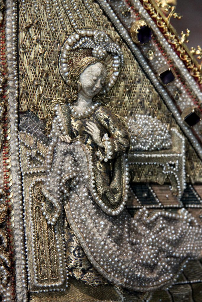 Detail of Medieval Goldwork Embroidery on a mitre.