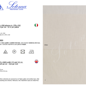 Specifications of the Sotema linen embroidery fabric.