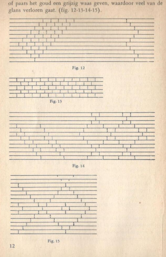 Book page with diaper pattern couching pattern notation.