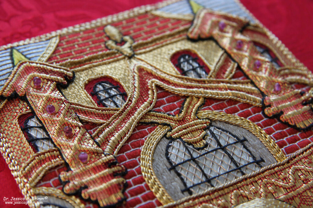 Detail of a recreated piece of Medieval Goldwork Embroidery