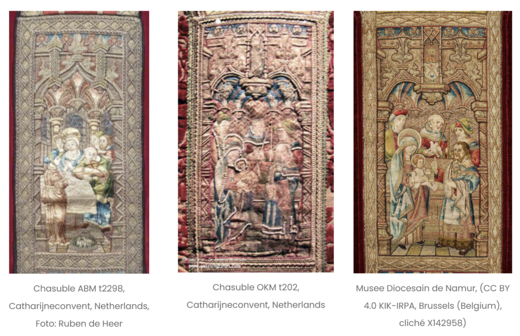 Late medieval embroidered vestments - scenes of the Presentation at the Temple.