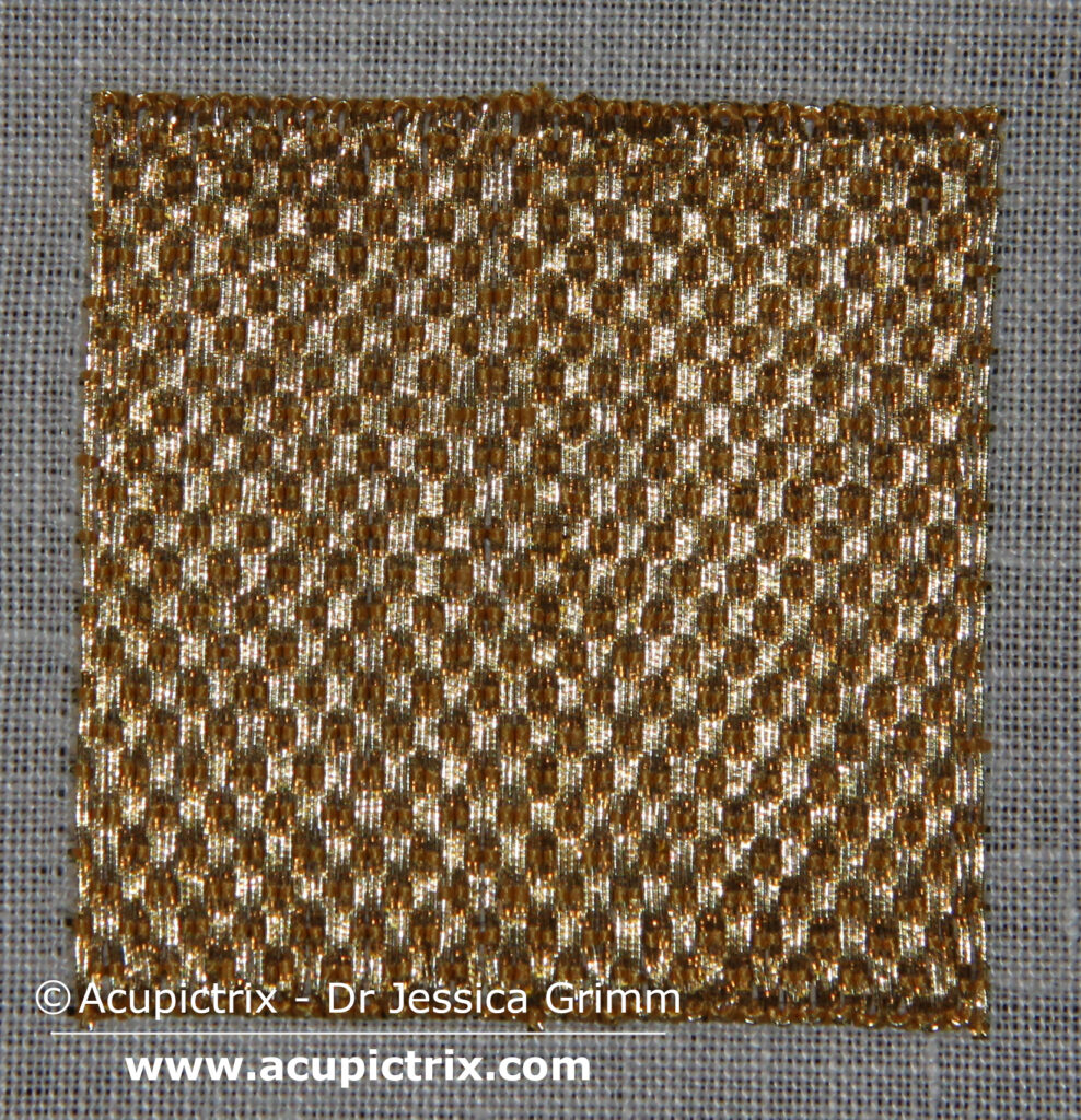 Goldwork Tutorial - padded bricking sample