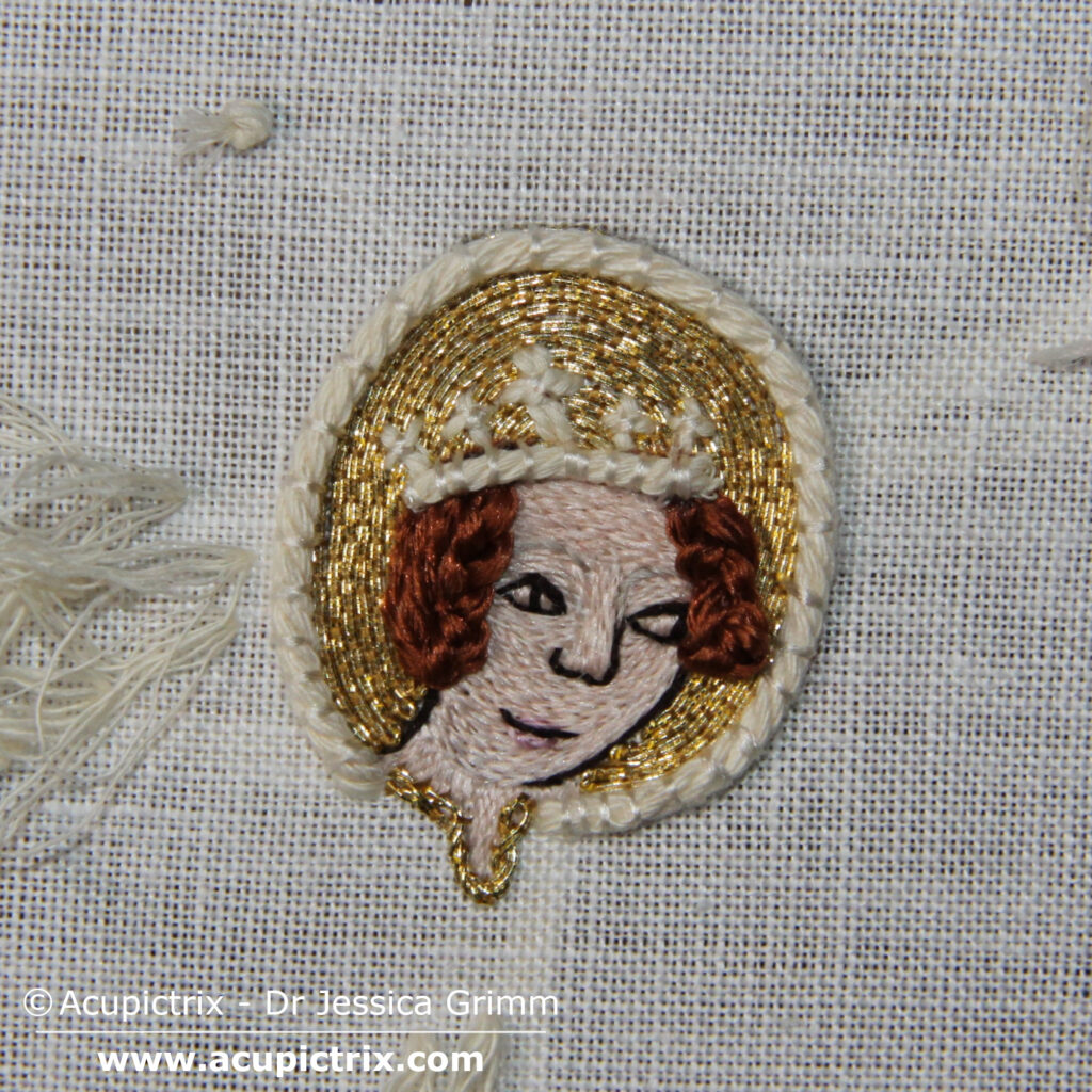 Medieval embroidery tutorial - adding the collar
