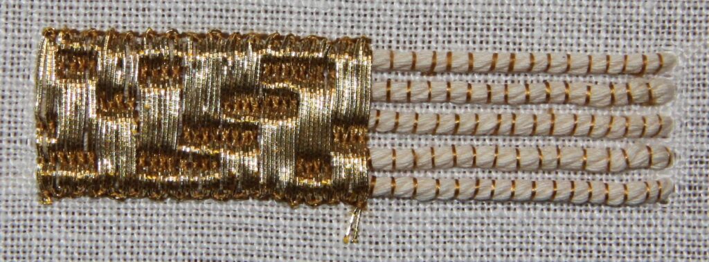Medieval Goldwork Embroidery Tutorial - adding more couched gold