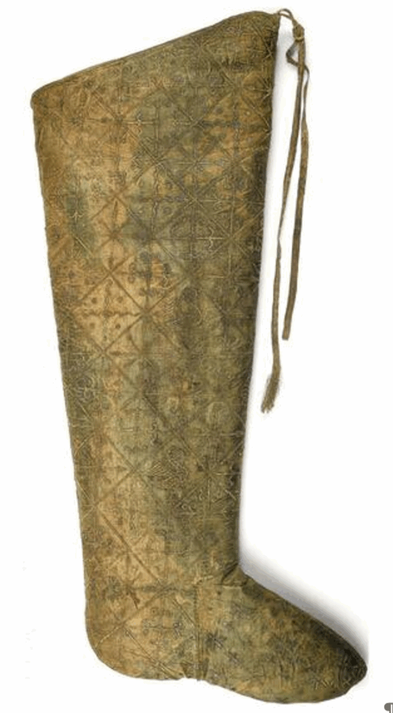 Episcopal stocking of Archbishop Hubert Walter, AD 1170-1200, Canterbury Cathedral Archives CCA-DCC-HW/14/1+2.