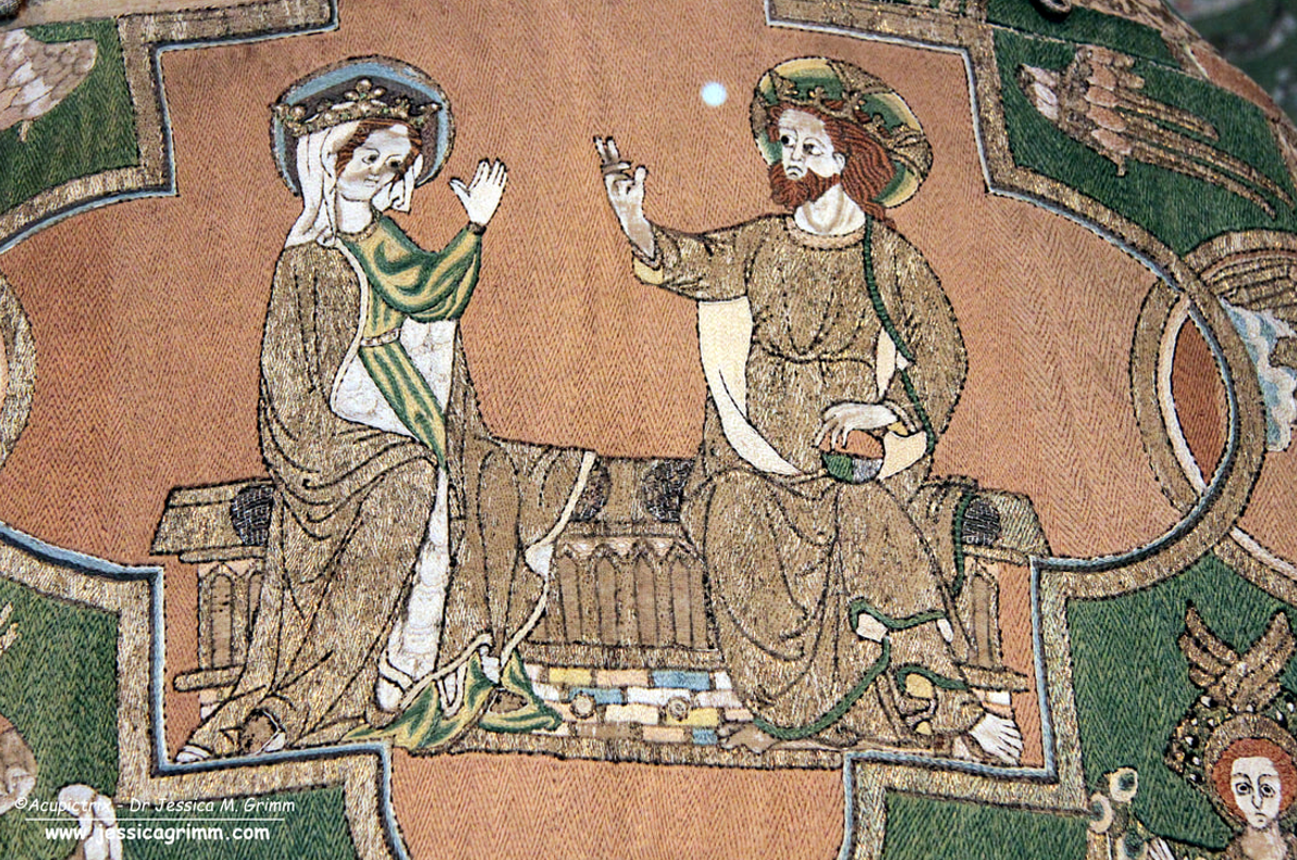 The Syon Cope: underside couched silk in Opus anglicanum