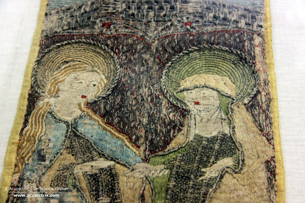 Life of Mary - Detail of the Visitation, Chasuble cross Te 154, Kulturhistorisches Museum Magdeburg.