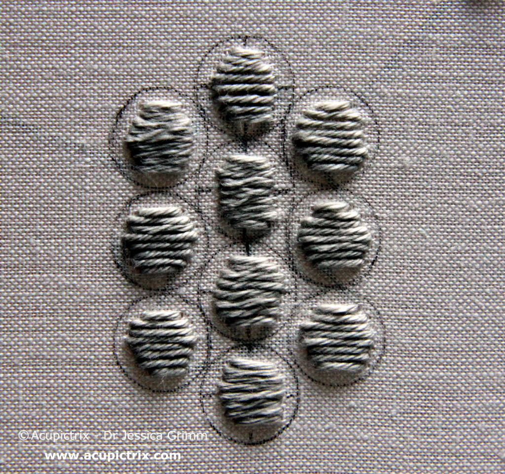 Embroidery tutorial padded silk shaded grapes with golden highlights