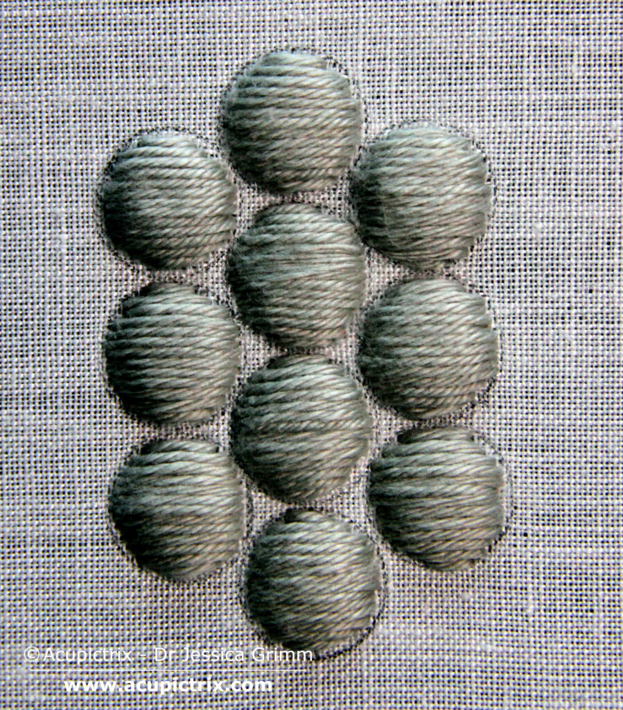 Embroidery tutorial padded silk shaded grapes with golden highlights