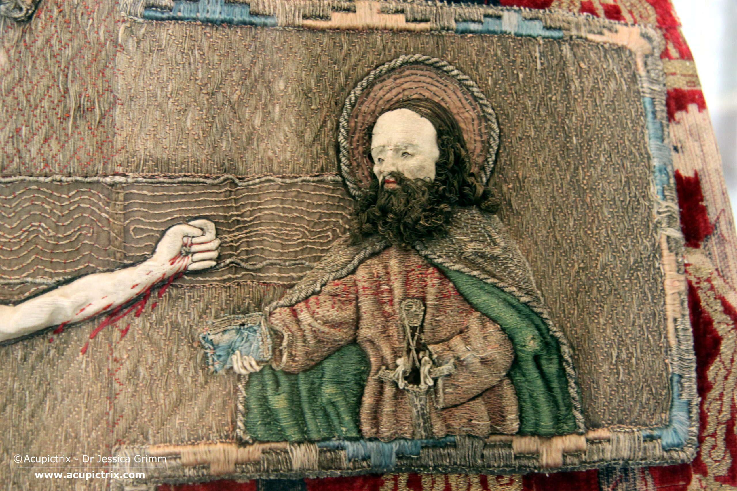 Stumpwork - Chasuble Dommuseum Wien, detail with St Paul