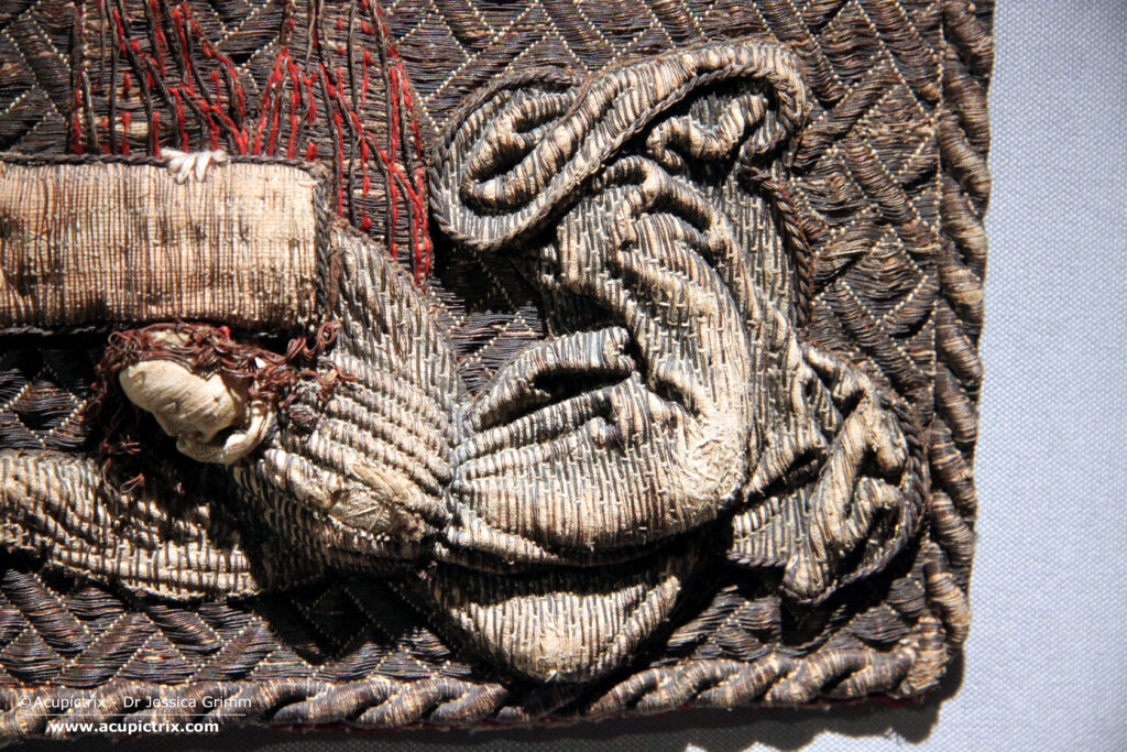 Medieval stumpwork chasuble cross, around AD 1500, Domschatzmuseum Chur