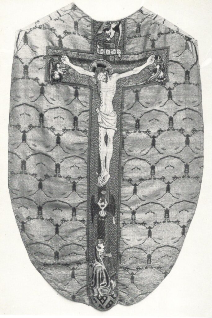 Embroidered vestments - Chasuble (back) with embroidered cross, Uppsala Cathedral, Sweden.