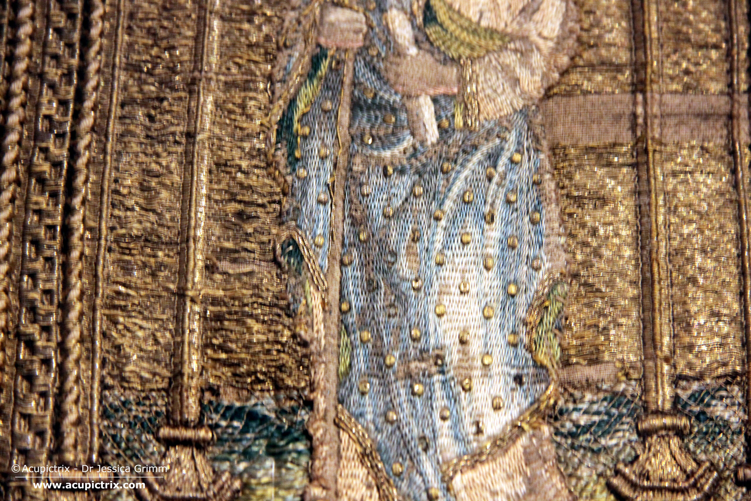 Venetian Embroidery - Orphrey panel with James the Great kept at the Museo Diocesano Recanati, Italy.