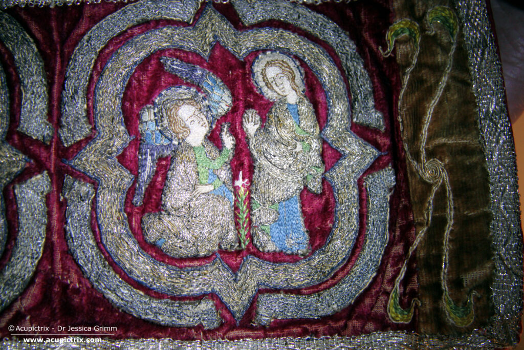 Burtscheid - late 14th century embroidery showing the Annunciation