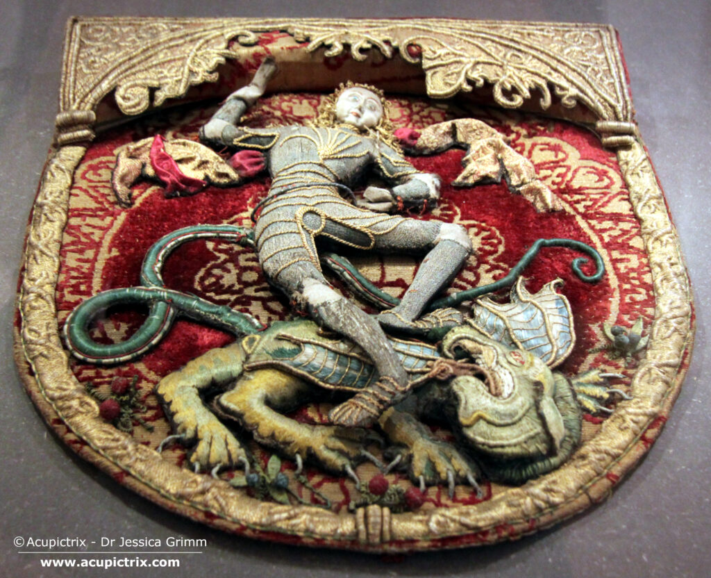 Embroidered version of St Georg and the dragon.