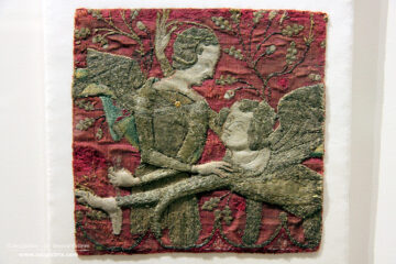 Alms Pouches - Fragments of an embroidered medieval alms pouch.