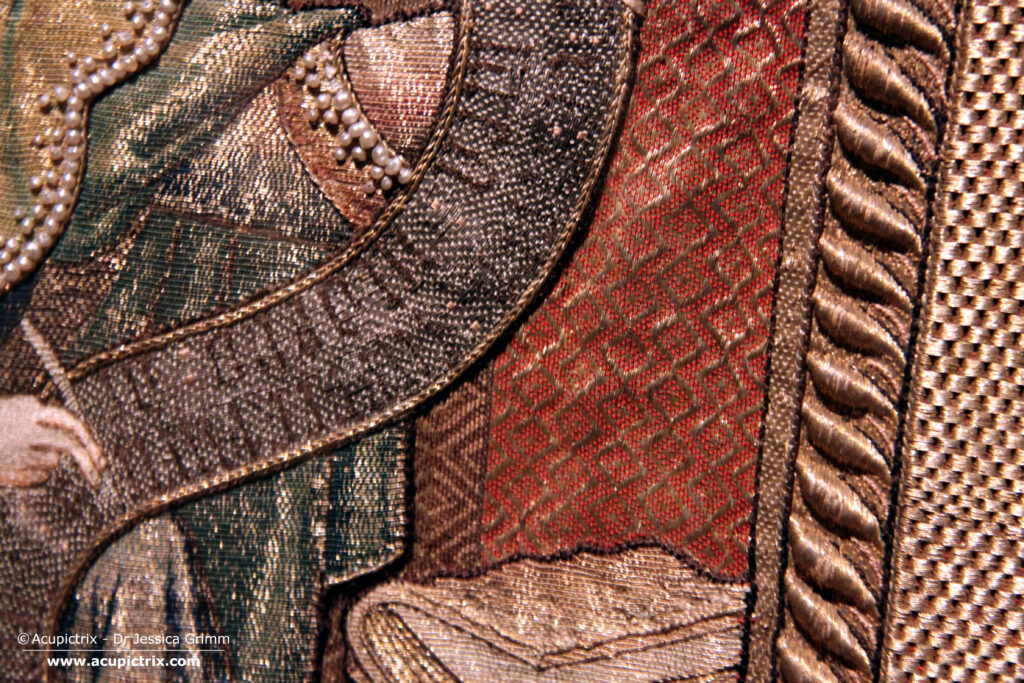 Order of the Golden Fleece – detail of Job on the embroidered antependium (frontal)