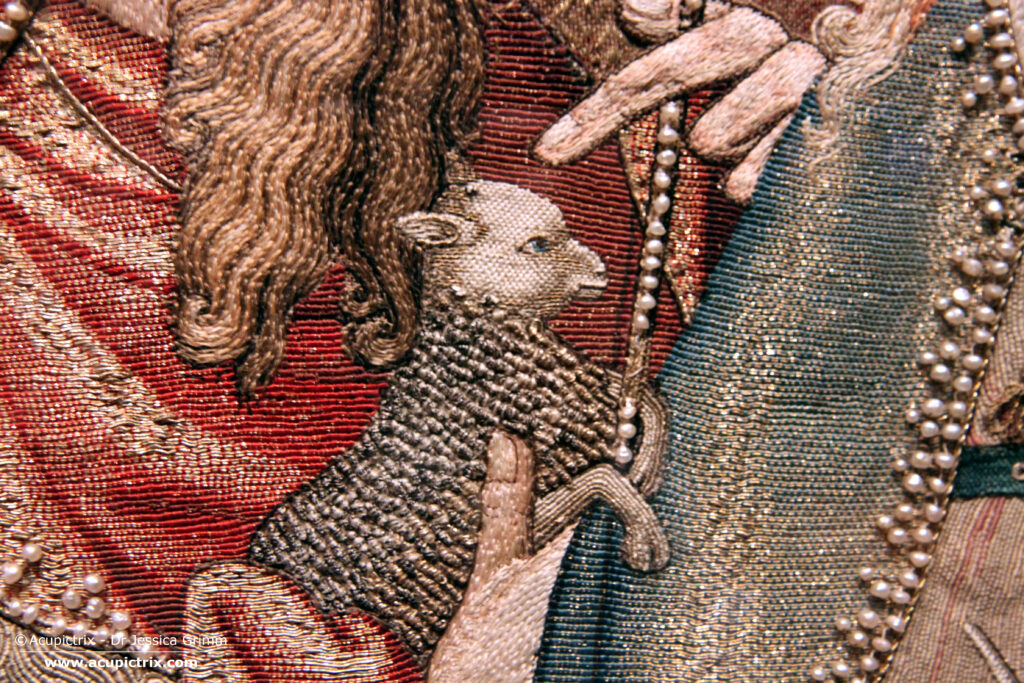 Order of the Golden Fleece – detail of John the Baptist on the embroidered antependium (frontal)