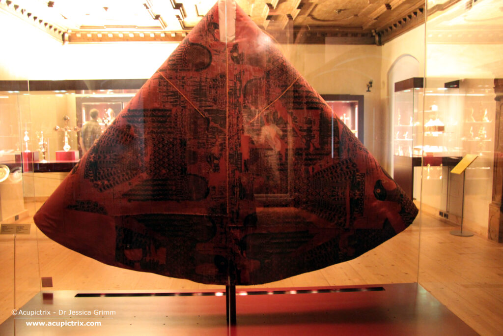 Diocesan Museum Brixen - purple chasuble with eagles in a display case